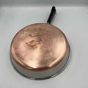 Revere Ware 9 Inch Skillet Fry Pan Copper Bottom Made in USA Vintage - 93a
